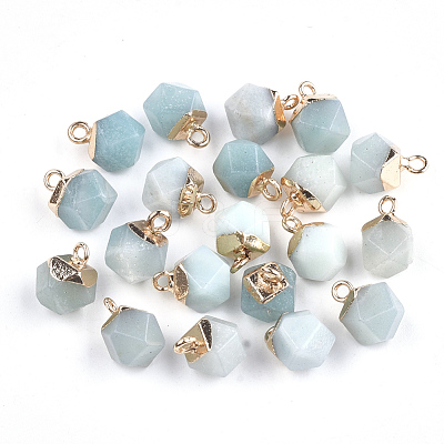 Electroplate Natural Amazonite Star Cut Round Charms G-S344-08F-1