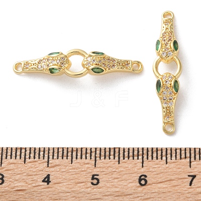 Rack Plating Brass Micro Pave Cubic Zirconia Snake Connector Charms KK-C084-10A-G-1