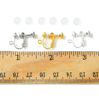 12Pcs 3 ColorS Brass Screw On Clip-on Earring Findings KK-FS0001-32-1