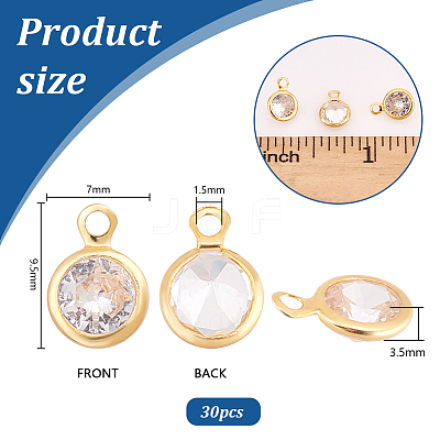 30Pcs Brass Micro Pave Cubic Zirconia Pendants KK-PH0010-12-1