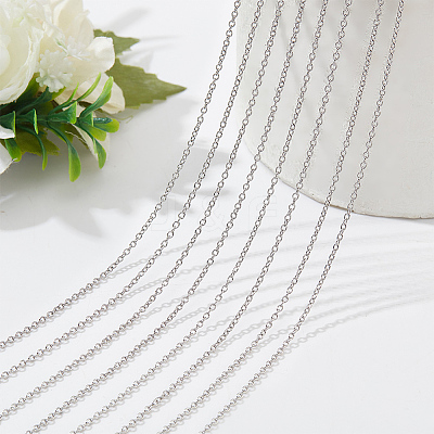 20Pcs 304 Stainless Steel Cable Chains Necklaces Set for Men Women NJEW-NB0001-10-1