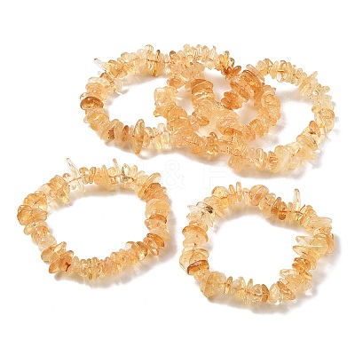 Heated Natural Citrine Beaded Stretch Bracelets GG-CBADCD7-02-1