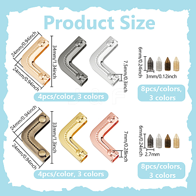 24Pcs 6 Styles Zinc Alloy Purse Decorative Edge Hardware PURS-PH0001-42-1