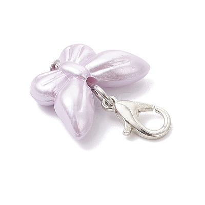 Opaque Acrylic Imitation Pearl Butterfly Pendant Decorations HJEW-JM03919-01-1