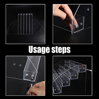 1 Set 5-Tier Transparent Acrylic Nail Polish Organizer and 1Pc 3 Compartments Plastic Pen Storage Box AJEW-GL0001-76-1