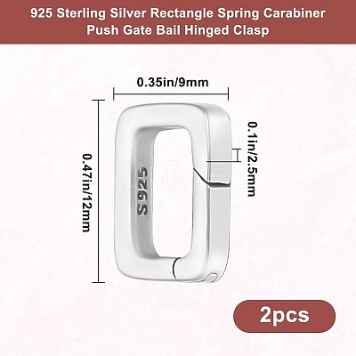 2Pcs 925 Sterling Silver Spring Gate Rings STER-BBC0007-35-1