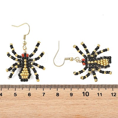 Halloween Glass Seed Bead Dangle Earrings EJEW-MZ00769-04-1