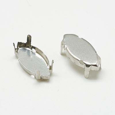 Non-Tarnish 201 Stainless Steel Sew on Prong Settings STAS-T032-04-4x8mm-1