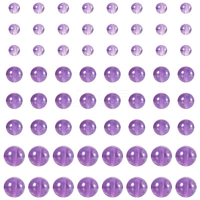 100Pcs 3 Styles Natural Amethyst Round Bead Strands G-TA0002-46-1