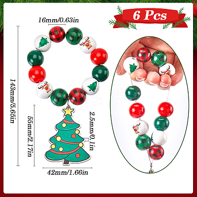Christmas Tree Wood Beaded Napkin Rings AJEW-SC00038-1