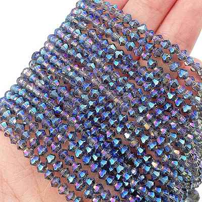 Transparent Electroplate Glass Beads Strands EGLA-A039-T3mm-UA07-1