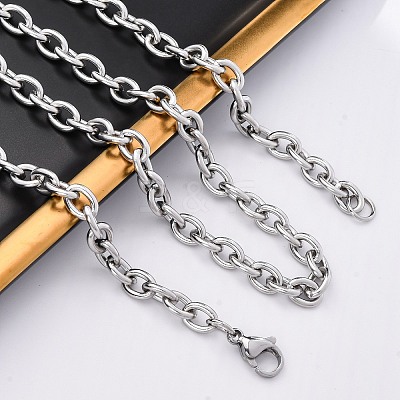 201 Stainless Steel Cable Chain Necklaces NJEW-Q013-12B-P-1