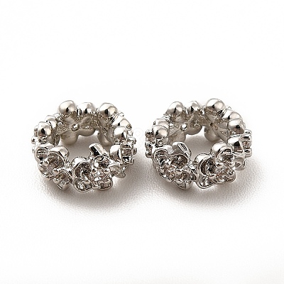 Rack Plating Brass Micro Pave Cubic Zirconia Flower Beads KK-C010-33-1