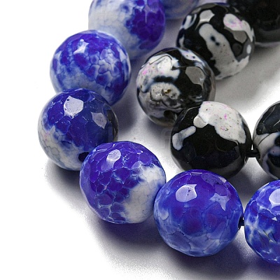 Faceted Natural Fire Crackle Agate Beads Strands G-F447-12mm-G-1