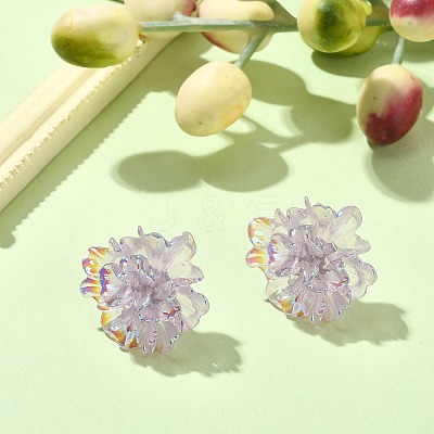 Resin Flower Stud Earrings with 304 Stainless Steel Pins EJEW-JE05359-01-1