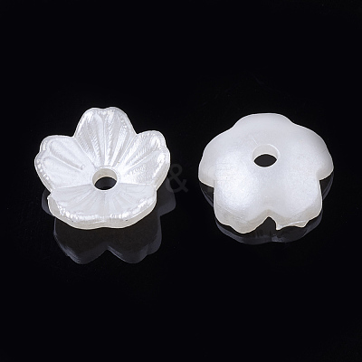 5-Petal ABS Plastic Imitation Pearl Bead Caps OACR-S020-24-1
