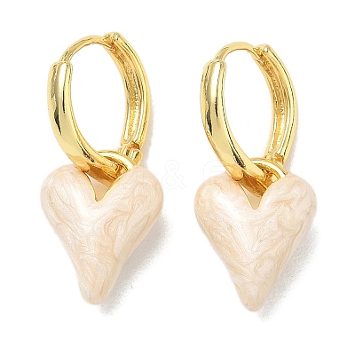 Brass Enamel Dangle Hoop Earrings for Women KK-CBA760A-06G-05-1
