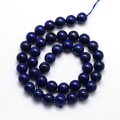 Dyed Natural Lapis Lazuli Round Beads Strands G-O047-06-12mm-1