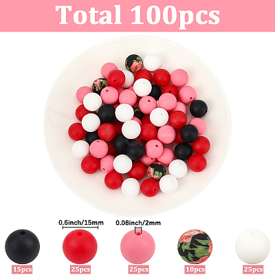 Round Silicone Focal Beads SIL-SP0001-16B-1