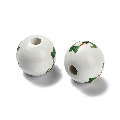 St. Patrick's Day Series Printed Schima Wood European Beads WOOD-V002-01D-1