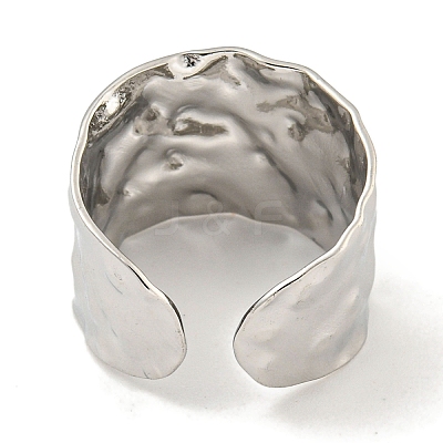Non-Tarnish 304 Stainless Steel Hammered Open Cuff Ring RJEW-A043-08P-1