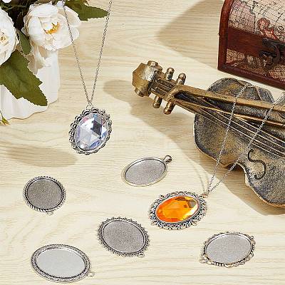 10Pcs 10 Styles Tibetan Style Alloy Pendant Cabochon Settings FIND-SP0002-50-1