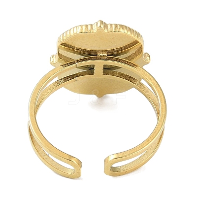 Ion Plating(IP) 304 Stainless Steel Enamel Rectangle with Star Cuff Finger Rings X-RJEW-L107-063G-01-1