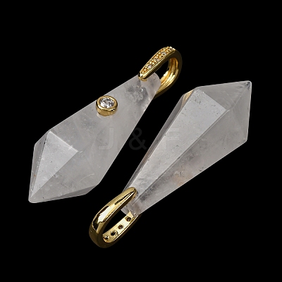 Natural Quartz Crystal Beaded European Dangle Charms GG-CBA9389-03G-1