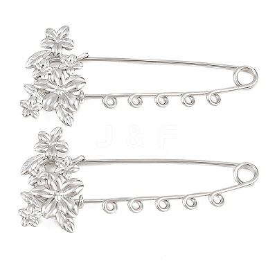 Flower 304 Stainless Steel Safety Pins Brooch Findings SA-CBA098D-14A-P05-1