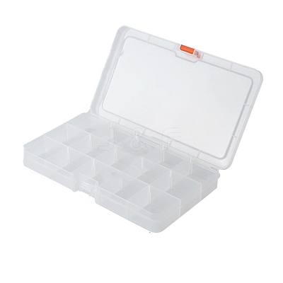 15 Grids Transparent Rectangle Plastic Beads Storage Containers PAAG-PW0012-03-1