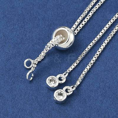 Brass Pave Clear Cubic Zirconia Box Chain Slider Bracelet Making KK-G557-17S-1