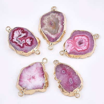 Electroplate Natural Druzy Agate Links connectors G-T112-07E-1
