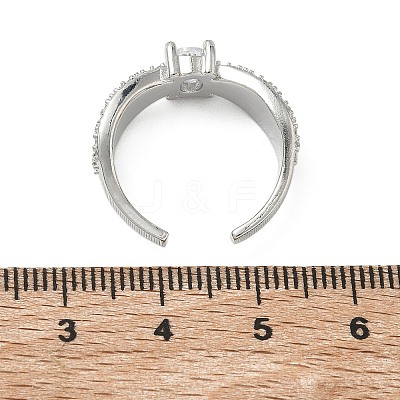 Brass Micro Pave Cubic Zirconia Cuff Open Rings RJEW-C163-06P-1