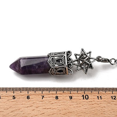 Natural Amethyst Faceted Bullet Pointed Dowsing Pendulums G-B149-14AS-05-1