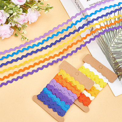 4 Cards 2 Styles Polyester Wavy Fringe Trim Ribbon DIY-GF0009-48B-1