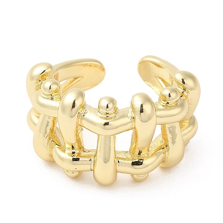 Brass Hollow Open Cuff Rings RJEW-K089-03G-1