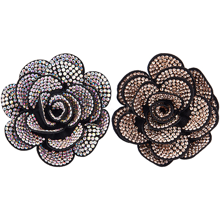 2Pcs Velet & Rhinestone Brooches JEWB-FH00025-1