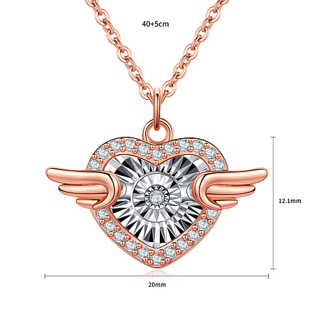 Heart with Wing Stainless Steel Pendant Necklace TX7180-1