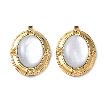 Natural Freshwater Shell Pendants STAS-G397-24G-01-1