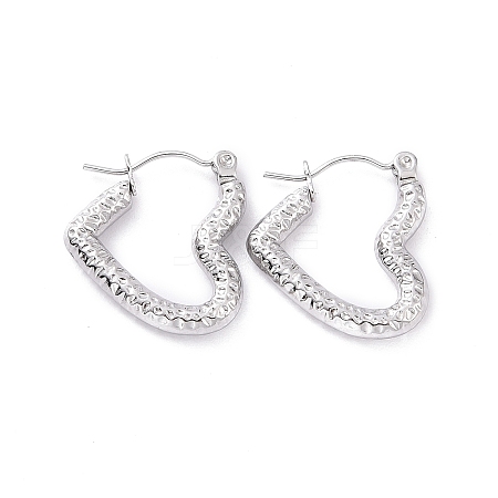 Non-Tarnish 304 Stainless Steel Heart Hoop Earrings for Women X-EJEW-G293-25P-1