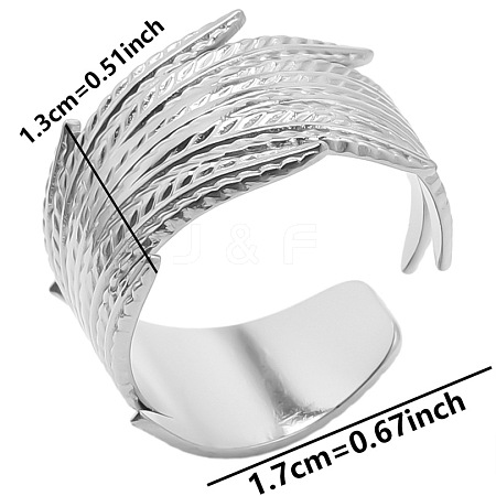 Non-Tarnish Minimalist Wheat 304 Stainless Steel Cuff Rings IK4718-1-1