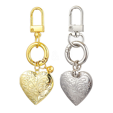 2Pcs 2 Colors 316 Stainless Steel Heart Locket Pendant Decorations HJEW-JM02391-1