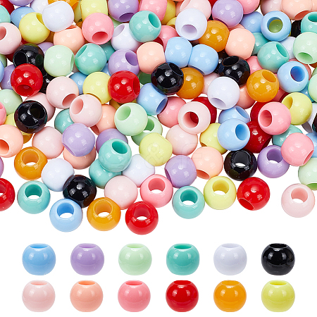  240Pcs 12 Colors Opaque Acrylic European Beads MACR-NB0001-30-1