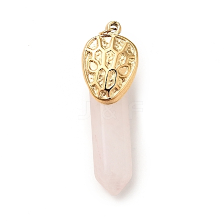 Snake Head Natural Rose Quartz Pointed Pendants G-I333-01H-1