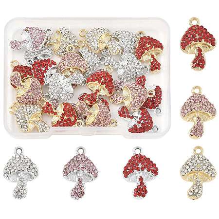 24Pcs 6 Colors Rack Plating Alloy Rhinestone Pendants FIND-FS0004-97-1