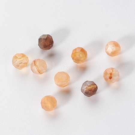  Jewelry Beads Findings Natural Agate Beads, Dyed & Heated, Faceted, Round, Wheat, 5mm, Hole: 1mm