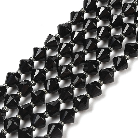 Natural Black Onyx Beads Strands G-NH0001-F01-01B-1