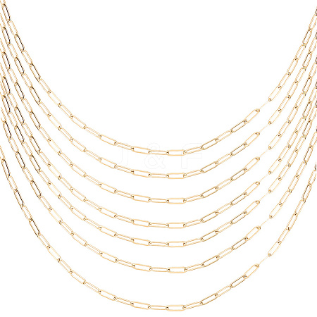 10Pcs Stainless Steel Paperclip Chain Necklaces for Women Men NJEW-SC0001-38G-1