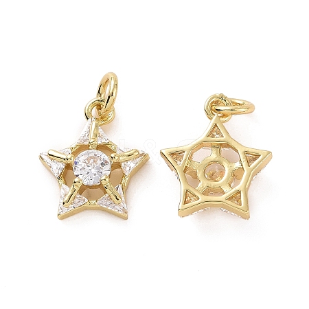 Rack Plating Brass Micro Pave Cubic Zirconia Charms KK-C008-34G-1