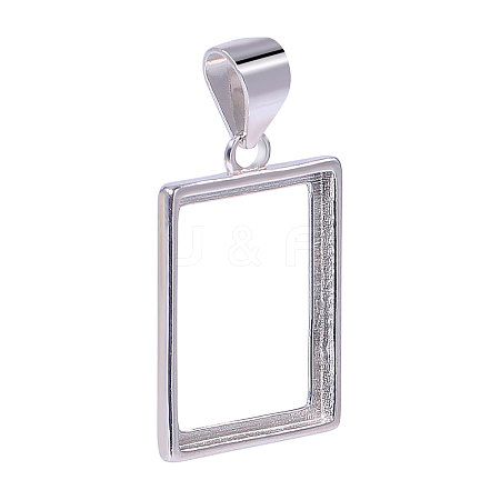 1Pc 925 Sterling Silver Pendant Cabochon Settings STER-BC0002-77A-1